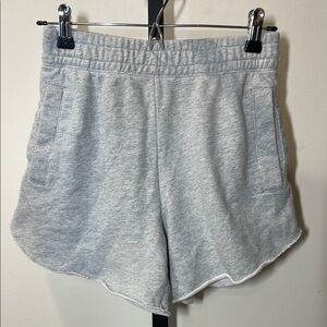 Aerie Gray Athletic Shorts with Elastic Waistband and Curved Hem